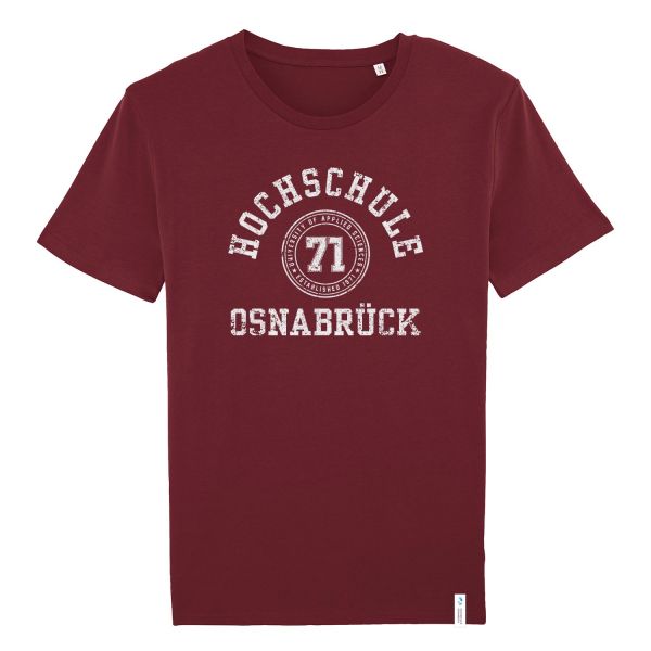 Herren Organic T-Shirt, burgundy, college