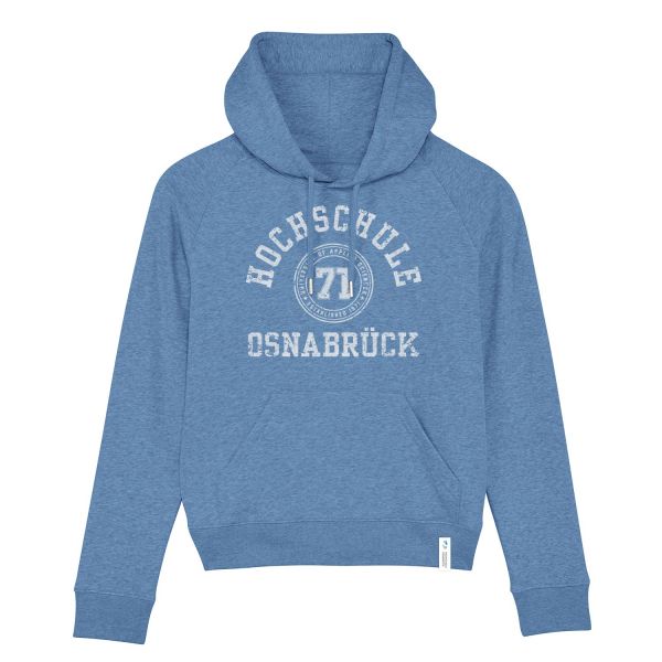 Damen Organic Hooded Sweatshirt, mid heather blue, college