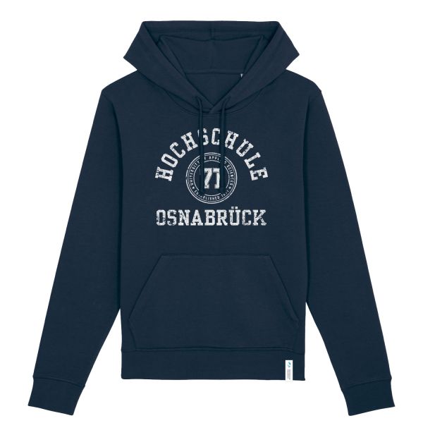 Unisex Organic Hooded Sweatshirt, navy, college