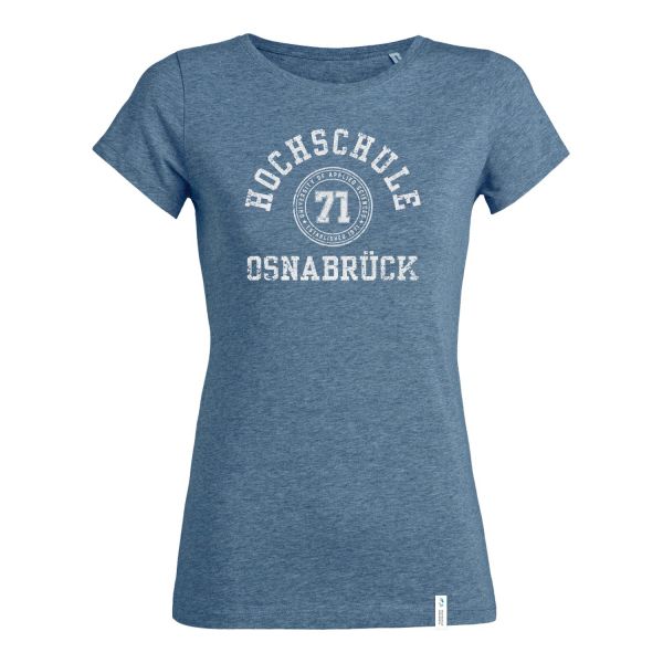 Damen Organic T-Shirt, mid heather blue, college