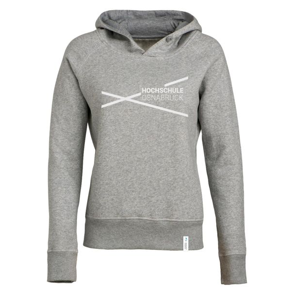 Damen Organic Hooded Sweatshirt, heather grey, modern