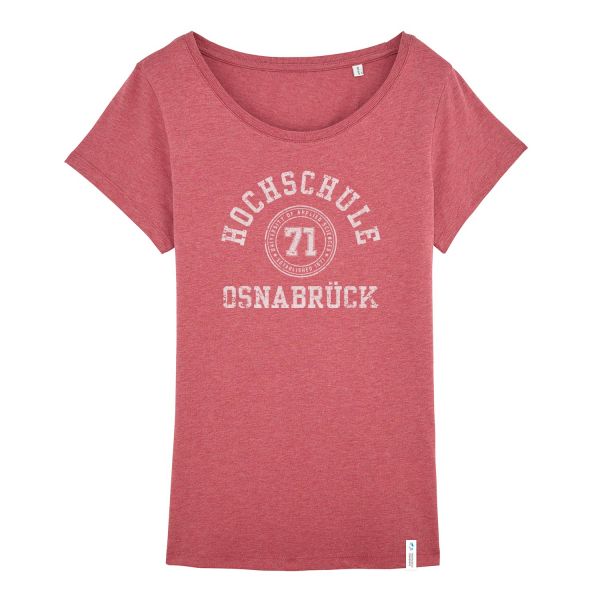 Damen Organic T-Shirt, heather cranberry, college