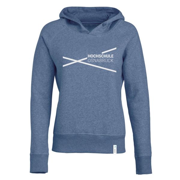 Damen Organic Hooded Sweatshirt, mid heather blue, modern