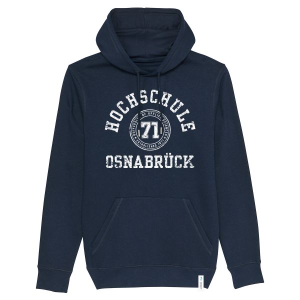 Unisex Organic Hooded Sweatshirt, navy, college