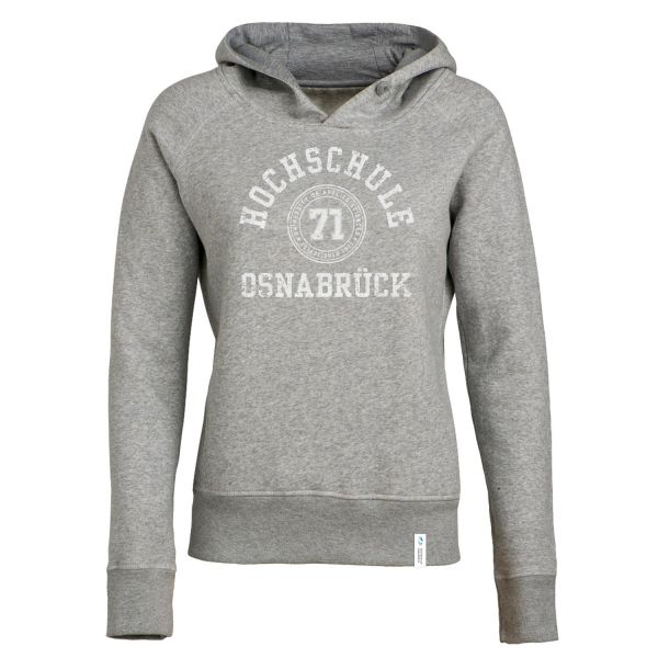 Damen Organic Hooded Sweatshirt, heather grey, college